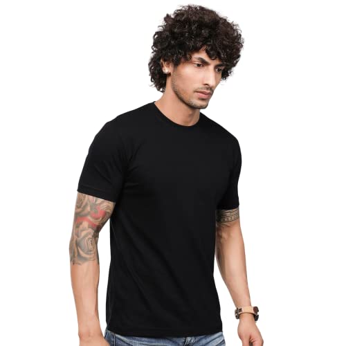 Image of Men's Pure Cotton Round Neck Half Sleeve Plain T-Shirt