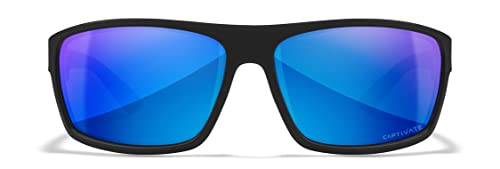 Wiley X Peak Captivate Polarized Sunglasses, Safety Glasses For Men And Women, Uv Eye Protection For Shooting, Fishing, Biking, And Extreme Sports, Matte Black Frames, Blue Mirror Tinted Lenses #TOP1