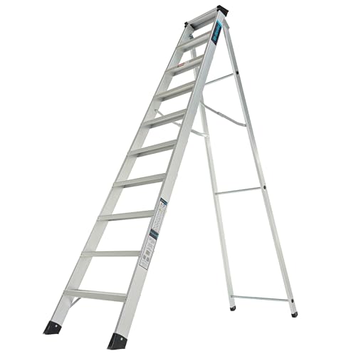 TB Davies 1200-030 Heavy-Duty Swingback Step Ladder, 10 Tread, Aluminium, 150kg Work Load, EN131 Professional