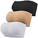 GXIN 3 Piece Women Bandeau Bra Padded Non-Slip Strapless Bras Seamless Ladies Wireless Bralette Bandeau Tube Tops (UK, Alpha, XXL, Regular, Regular, Standard, Black, White, Skin Color)