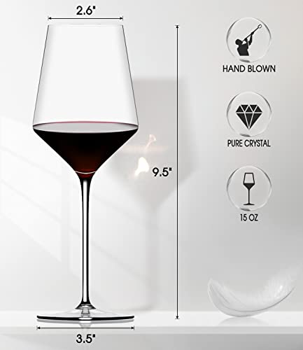Oja Red Wine Glasses Set Of 4- Premium Crystal Wine Glasses Hand Blown-15 Oz,Thin Rim,Long Stem,Perfect For Red Or White,Daily Use,Unique Wedding Anniversary Or Birthday Gift thumb #5