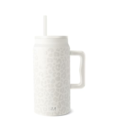 Simple Modern Trek 50oz Tumbler with Handle and Straw Lid — Cream Leopard