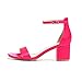 Women's Block Heels 2.5 Inch Strappy Heels Dressy Sandals Ankle Strap Lady Low Heels Chunky Heeled Sandals 301 Fuchsia Hot pink Size 9 women