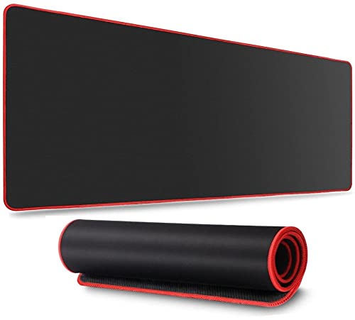 TECH-X Pack of 1 Pad Non-Slip Base Professional Gaming Large Mouse Pad (600X300MM) Waterproof and Foldable Pad, Computer Game Mouse Mat Desktop Pad Gamers,Desktop,Laptop,Keyboard (Black-Red)