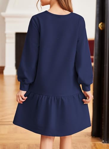 blibean Tween Girls 2025 Long Sleeve Dresses Kids Fall Sweatshirt Dress Size 6-15 Years3