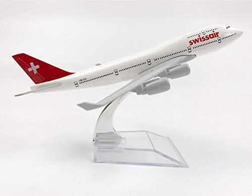 Image of Toys Uncle Diecast Aeroplane Scale Model, 16 cm: (B747 Swiss Air), Multicolor