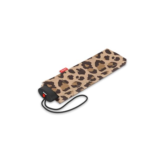 reisenthel umbrella pocket mini leo macchiato – Extrem leichter und flacher Taschenschirm aus recycelten PET-Flaschen – Mit großem Schirmdach