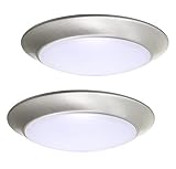 Yeuloum LED Flush Mount Ceiling Light Fixture, Dimmable, 7 Inch, 11.5W 900 Lumen, Aluminum Housing Plus PC Cover, 2-Pack (Nickel Finish-5000K)