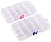 Plastic Organizer Container Boxes 15 Compartments Jewelry Storage Boxes with Adjustable Dividers (2 Pack)