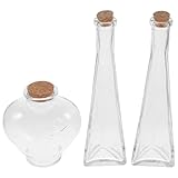 MAGICLULU Bouteilles en Verre de Cœur et Prisme Lot de 3 Décoratives Bocal à Souhaits et D...