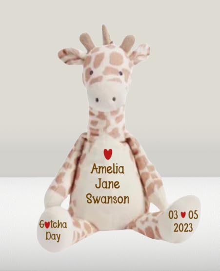 Gotcha Day, Adoption Gift - A Personalized Plush Giraffe to Celebrate an Adoption