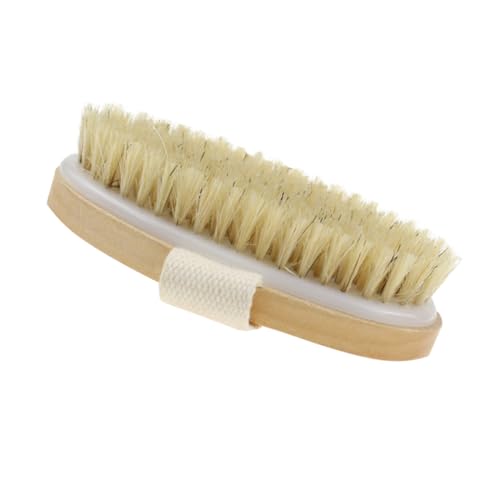 POPETPOP Brosse De Bain Bois Naturel Avec Poils De Sanglier Pour Massage Corporel Exfoliation à Sec Et Stimulation Lymphatique Brosse à Main Pour Femmes