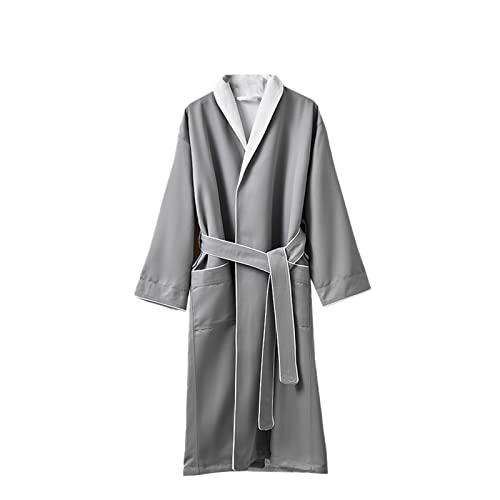 OZSSLJJ Albornoz de Doble Capa for Mujer, Bata Holgada Unisex for Adultos, camisón Suelto(Gray,L)