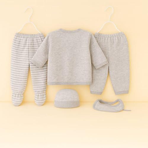 Image of New Born Baby Winter Wear Keep Warm Baby Clothes 5Pcs Sets Cotton Baby Boys Girls Unisex Baby Fleece /Falalen or Flannel Suit Infant New Born Night Suits