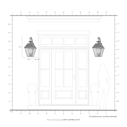 Image of Livex Lighting 2172-04 Mansfield 4-Light Outdoor Wall Lantern, Black