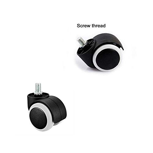 Image of Twin Castor Wheels Threaded Set of 5 pcs for revolving Chairs and Other revolving Products. 100% Nylon ABS Material Assurance