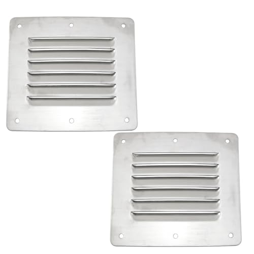 SQXBK 2Pcs Stainless Steel Exhaust Vent for Yacht Caravan Boat 127 * 115mm/5 * 4.53inch Blinds Heat Sinks Air Outlet Stamping Blinds Louver Grill Cover Rectangle