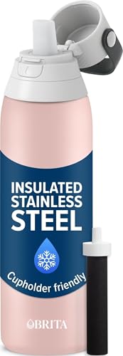 Image of Brita Stainless Steel Premium Filtering Water Bottle, BPA-Free, Reusable, Insulated, Replaces 300 Plastic Water Bottles, Filter Lasts 2 Months or 40 Gallons, Includes 1 Filter, Rose - 20 oz