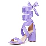 Elisabet Tang Women's Sandals Chunky Heels Lace Up Block Heels Open Toe Crisscross Strappy sandals Heel Sandals Fashsion Casual Prom Shoes For Women Purple Size 8