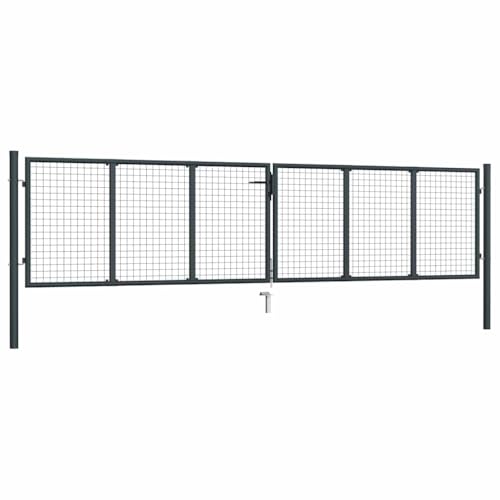 vidaXL Maschen-Gartentor verzinkter Stahl 400 x 75 cm Grau