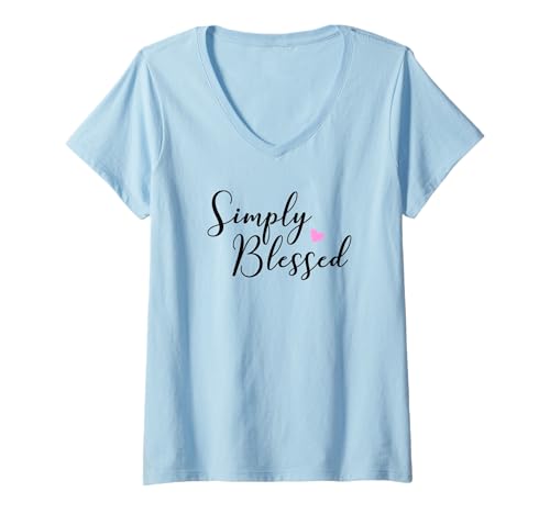 Damen Simply Blessed T-Shirt T-Shirt mit V-Ausschnitt