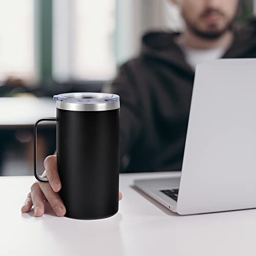 NymphFable 710ml Negro Taza termica Doble Pared Acero Inoxidable Vaso Termico Cafe con Tapa y asa Vaso Termo Cafe para… - Imagen 6