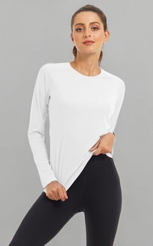 MAGCOMSEN Long Sleeve Shirts for Women Rash Guard Women Swim Shirts Womens UV Protection Shirts Fishing Shirt Hiking Shirts White — view 6