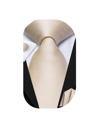 Image of Hi-Tie Men Ties Sets Silk Stripe Paisley Necktie Pocket Square Cufflinks for Business Wedding