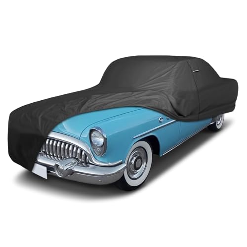 Image of iCarCover Premium Custom Car Cover for 1946-1953 Buick Roadmaster Heavy Duty Waterproof All Weather Rain Snow UV Sun Protector Custom Fit Full Exterior Indoor Outdoor Protection Car Cover (Black)