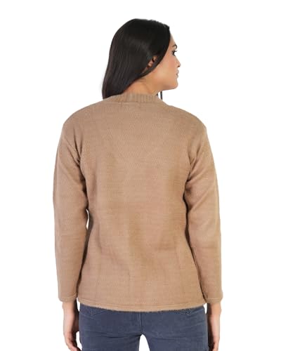 Image of MANRA Women's Woolen V-Neck Buttoned Full Sleeve Cardigan Self Design Soft Wool Fabric Winter Wear Pure Wool Sweater Fully Warm with Front Pockets Stylish Cardigan