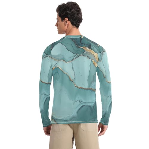 Marble Silver Sage Green Men's UPF 50+ Swim Shirts Slim fit Long Sleeve Men's Sun Shirt Long Sleeve Water Fishing2