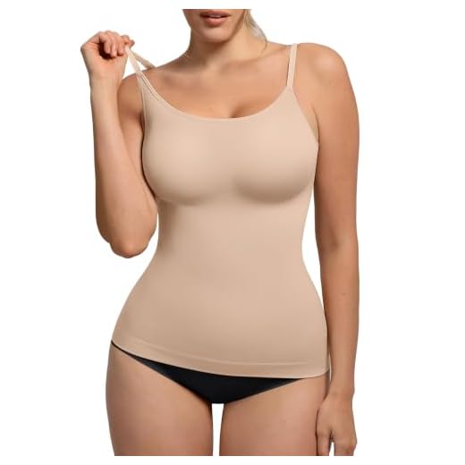 FeelinGirl Seamless Shapewear Camisoles Tummy Control Compression Tank Tops for Women Body Shaper Cami Nude XL
