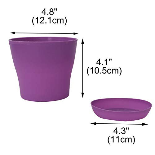 Sourcingmap Plastic Planters Indoor Flower Pot with Tray Mini Plastic Flower Seedling Pot Garden Plant Pot Home Decoration Flower Pot Purple - Image 2