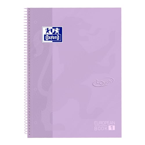 Oxford caderno Europeanbook 1 touch, micro-perfurado, tampa extradura, espiral, a4 +, grade 5 x 5, cor malva pastel