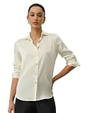 LilySilk Womens Pure Silk Shirt Ladies Classic Style Blouse with Spread Collar and Shell Button for Casual and Work Lily White M