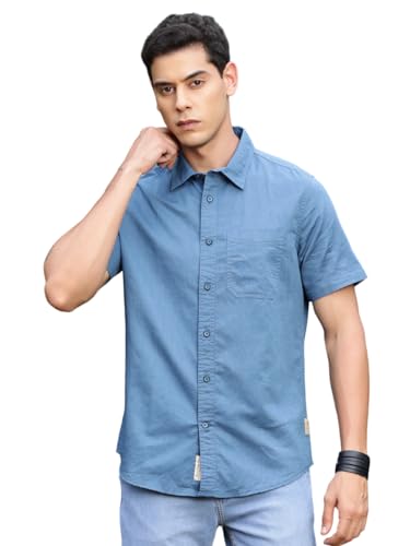 Image of Thomas Scott Men's | Solid | Half Sleeve | Regular Fit | Premium Irish Linen | Spread Collar | Casual Shirt