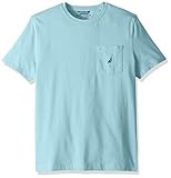 Nautica mens Solid Crew Neck Short Sleeve Pocket T-shirt T Shirt, Bright Aqua Blue, X-Large US