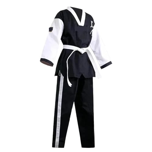 ZythrXLate Traje de polialgodón de Taekwondo Acanalado for niño Adulto, Uniforme de Karate, Atletismo de Artes Marciales para Formación, Rendimiento(XXL-180CM)