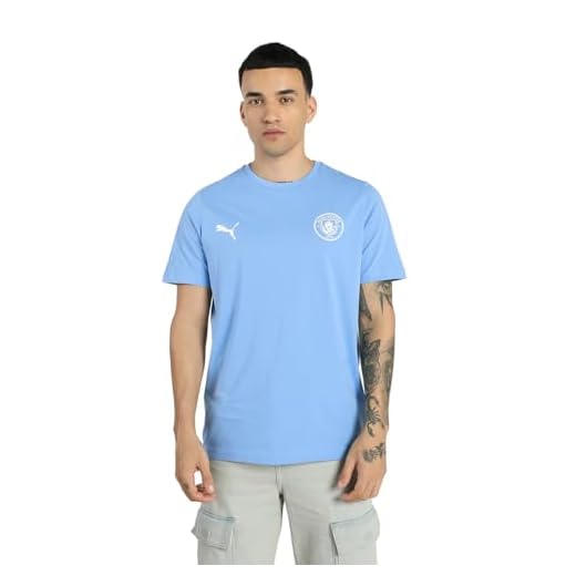 Puma Men's Printed Regular Fit T-Shirt (769147_Team Light Blue