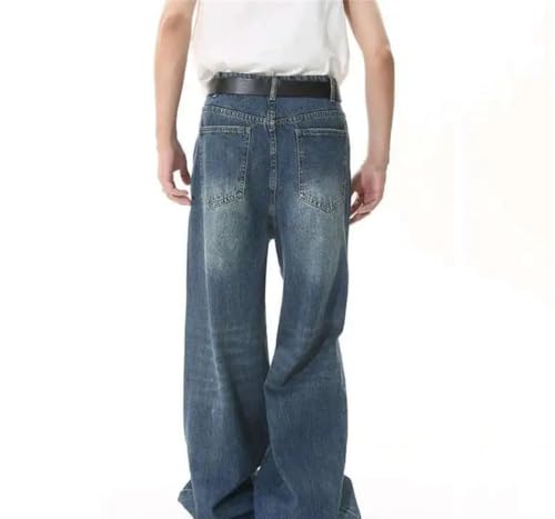 Men Straight Wash Denim Pants High Waisted Wide Leg Casual Trousers Fashion Streetwear4