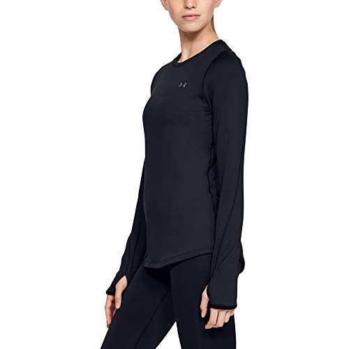 Under Armour Women's ColdGear Armour Compression Crew Long-Sleeve T-Shirt , Black (001)/Metallic Silver , Small