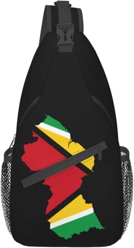 Mochila bandolera unisex con mapa y bandera Guyana miniatura 1