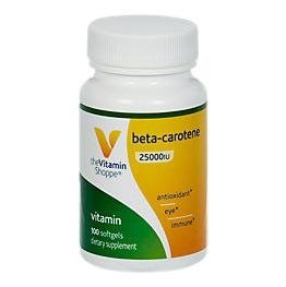 The Vitamin Shoppe Beta-Carotene 25000IU Vitamin A - Antioxidant Vision & Immune | Pro-Vitamin A Carotenoid | 100 Softgels | Eye Health 100 Count (Pack of 1)