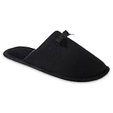 isotoner Womens Waffle Knit Clog Slippers (Black, 6.5-7.5)
