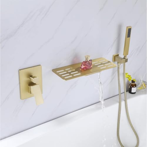 Mitigeur de douche en or brossé cascade design pour baignoire chic