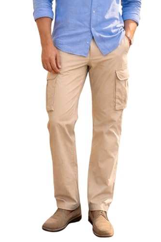 Image of Louis Philippe Men's Relaxed Straight fit with Multi Utility Pockets Stretch Fabric for Comfort Travel Friendly Casual Trouser