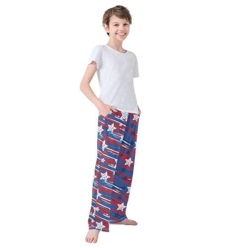 Boys' Pants American Flag Blue Red Long Bottoms Jogger Pants Elastic Waist Trousers with Pockets S-XL4