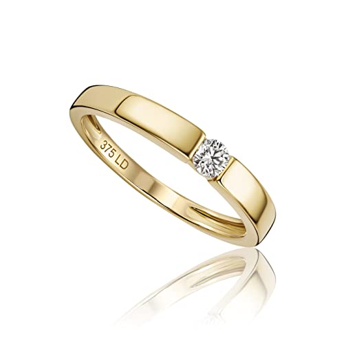 Bague de fiançailles solitaire diamant 0.10 ct Miore en or blanc 9 carats