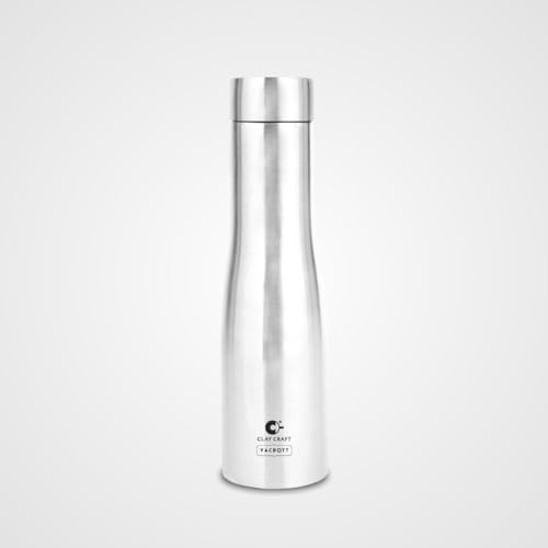 Image of Clay Craft Vacbott Petra Single Walled Non Insulated Water Bottle, 1000 ml - 1 Piece (Steel) Steel Water Bottles for School, Office, Home, Gym, Water Bottle for Men Leakproof, Rust Free Steel Bottle