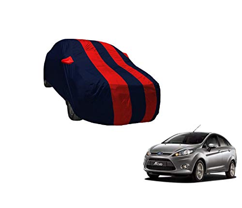 Image of Auto Hub Car Cover Compatible with Ford Fiesta with Weather Proof, Mirror Pocket, Triple Stitched, Fiesta Car Cover- Navy-Red